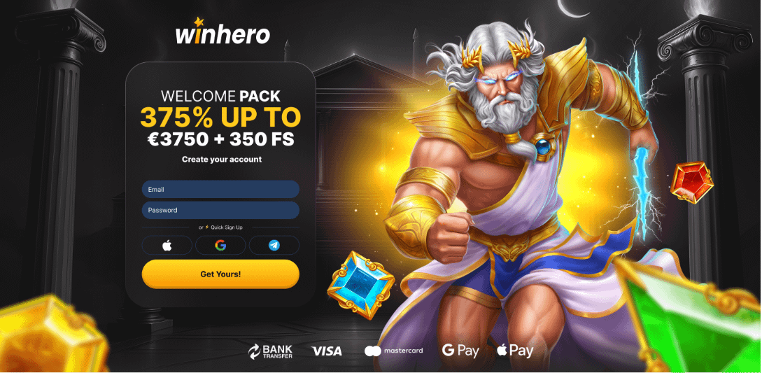 Winhero lobby og kampagner – eksempel på startside